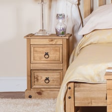 Corona Premium 2 Drawer Petite Bedside Cabinet - Shaker-Style Nightstand with Dovetail Drawers | Brown | Antique Waxed Pine | One Size | 1