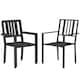 image 1 of Outsunny 4 PCs Stackable Outdoor Garden Chairs with Metal Slatted Design, Black