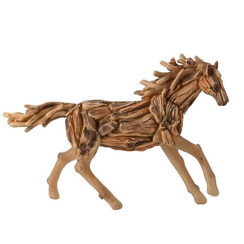 image 1 of Naturecraft Resin Driftwood Collection Running Horse Figurine Brown