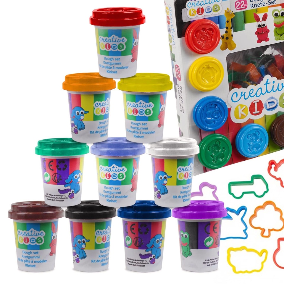 image 1 of The Magic Toy Shop Kids Modelling Clay Dough Set 22 Piece Craft Play Kit