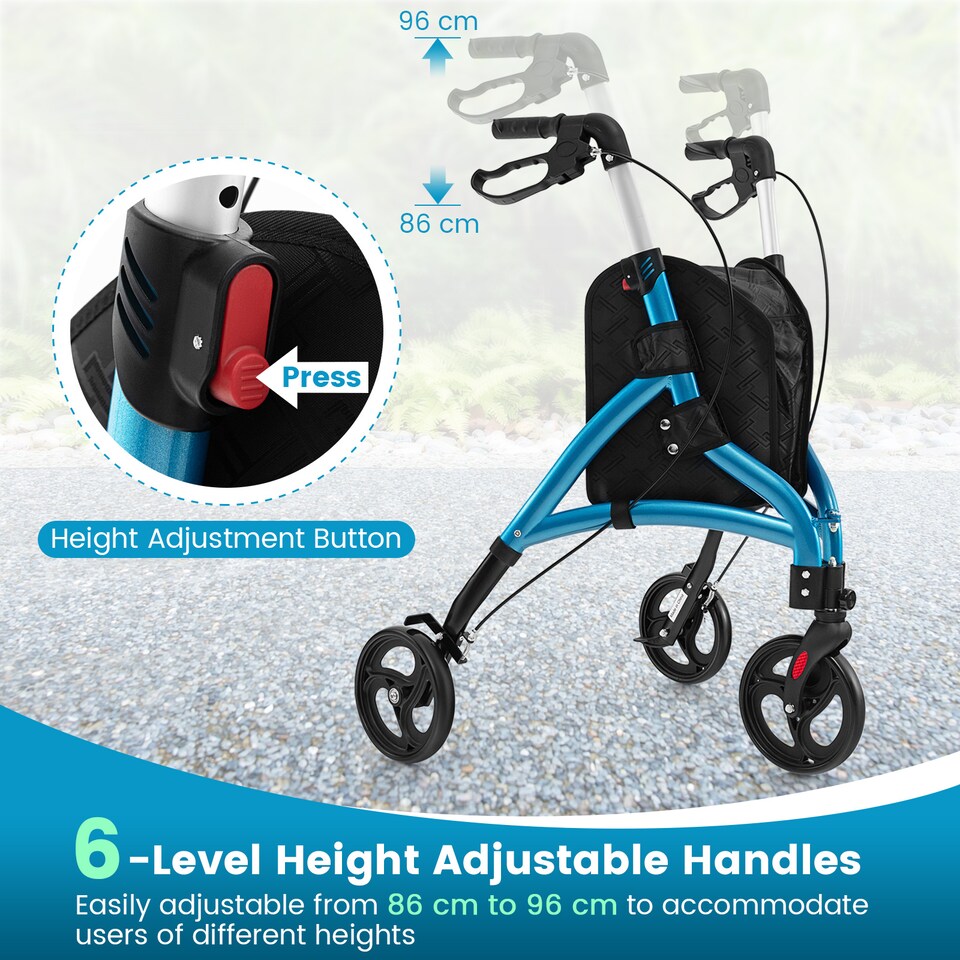image 1 of COSTWAY Lightweight Walker for Seniors Foldable Rollator Walker-Blue