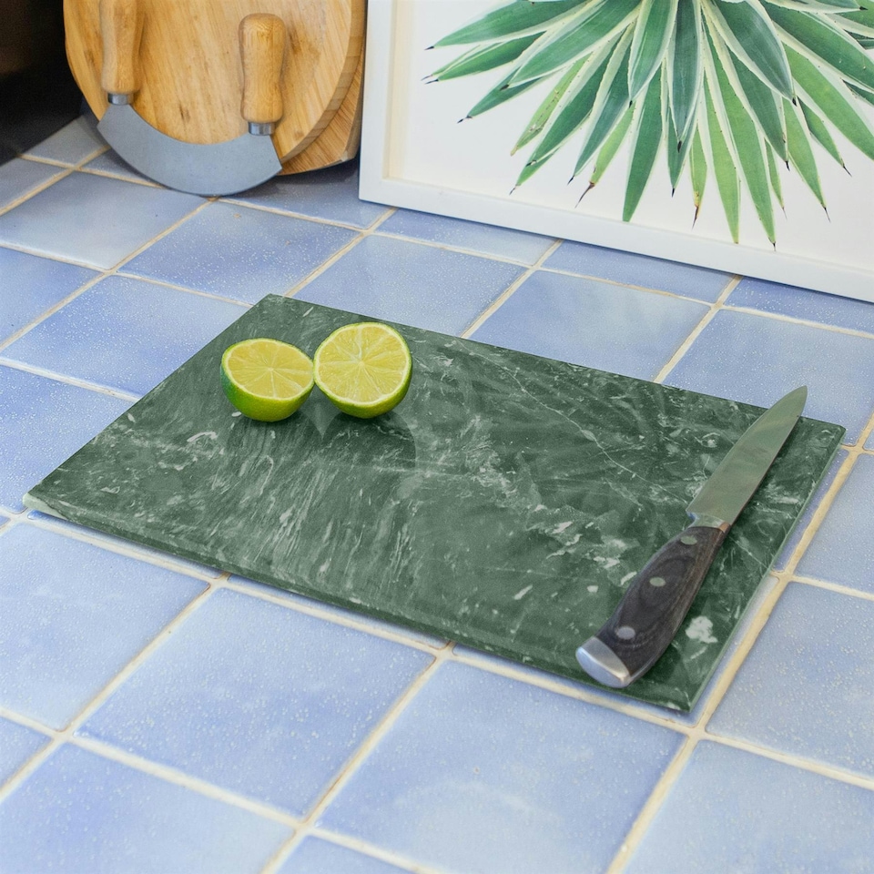 image 1 of Argon Tableware Rectangle Marble Chopping Board - 30cm x 20cm - Green