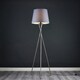 image 2 of ValueLights Camden Brushed Chrome Tripod Floor Lamp Grey Taper Shade & Bulb Grey