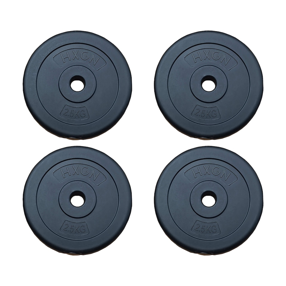 image 1 of HXGN 4 x 2.5 kg Standard 1" Vinyl-Coated Weight Plates (Set) | Multi | BLACK | 9483