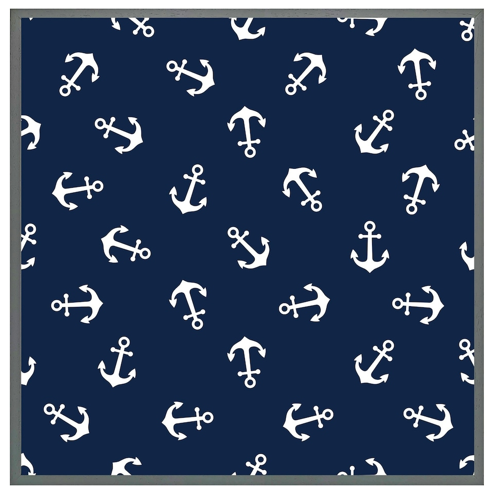 image 1 of Anchors on navy background (Picture Frame) Brown | Oak | XL