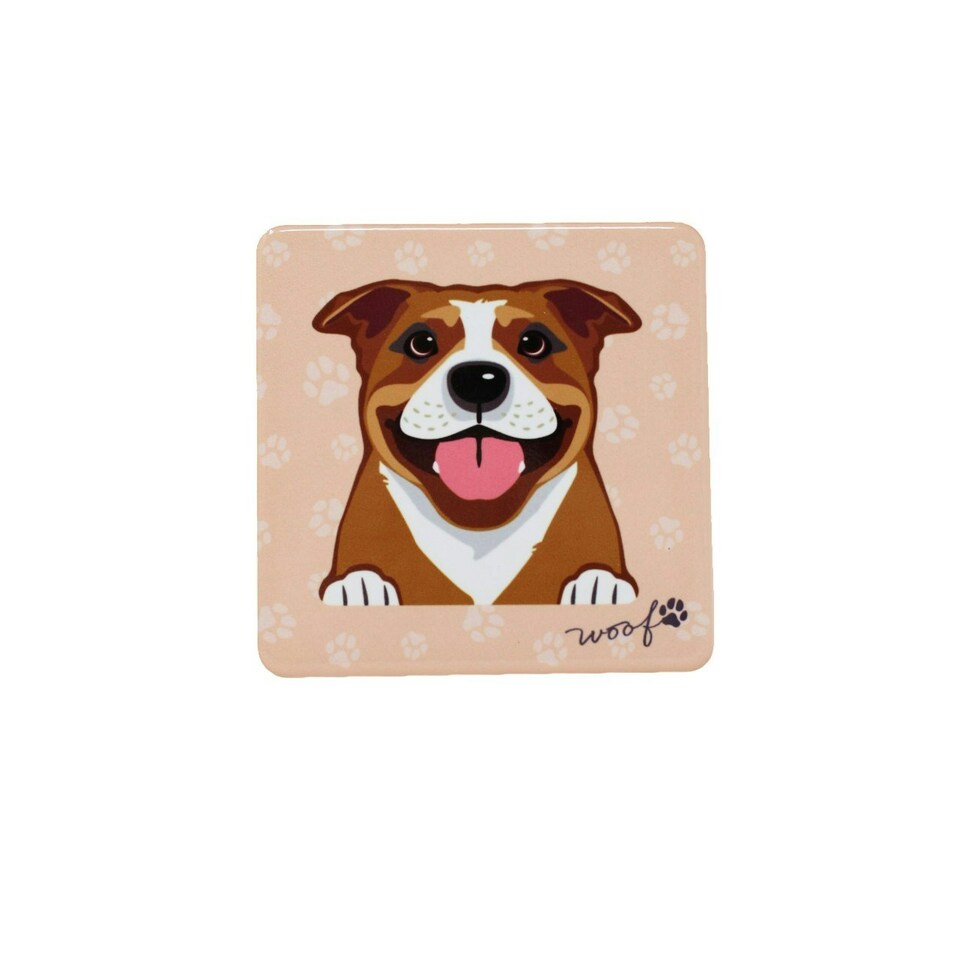 Mulberry Designs Pet Coaster Dog Staffie Red/White