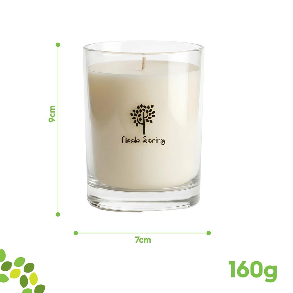 image 1 of Nicola Spring 160g Soy Wax Scented Candle - 28 Hour Burn Time Relaxation Aromatherapy Gift Ready Jar Candle | Clear | Mulled Wine | 3