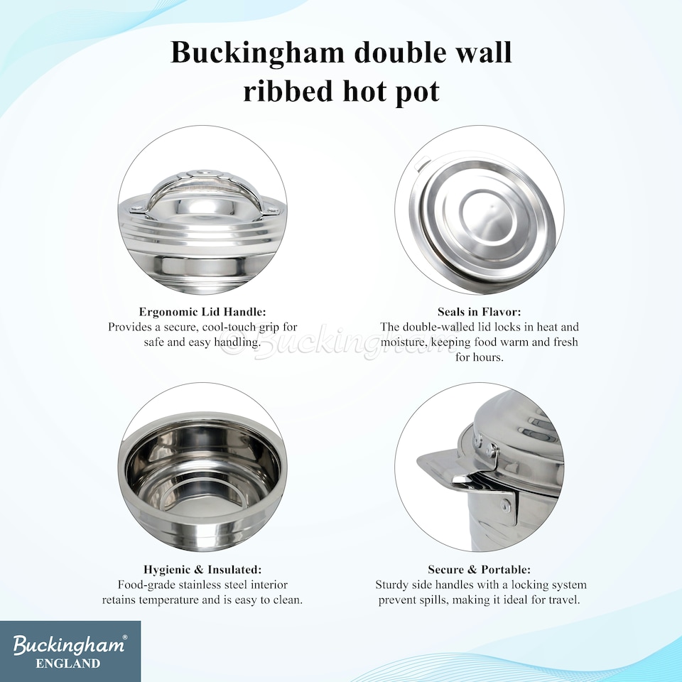 image 1 of Buckingham Double Wall Stainless Steel Hot Pot Dish 1500 ml