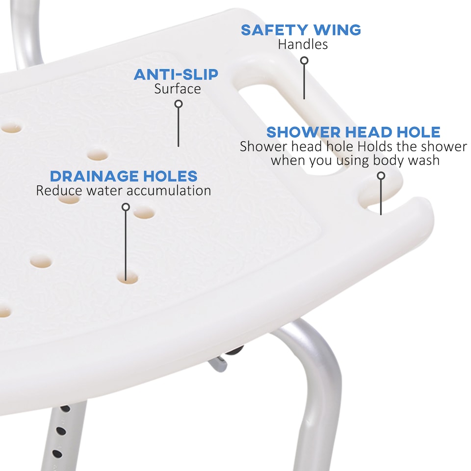 image 1 of HOMCOM Bath Chair Shower Stool Safety Seat Bathroom Adjustable Positions Elderly Aids
