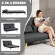 image 3 of HOMCOM 2 Seater Sofa Bed, Click Clack Convertible Bed Settee with Adjustable Backrest, Modern Linen Feel Fabric Recliner Sofa Couch with Pillows for Living Room, Bedroom, Guest Room, Charcoal Grey