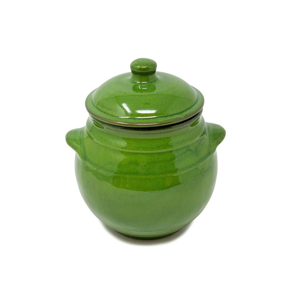image 1 of Verano Spanish Ceramics Selena Glazed Storage Jar - 15cm Dark Green Green
