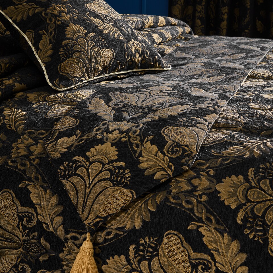 Paoletti Shiraz Jacquard Chenille Runner, Black, 230 x 33cm
