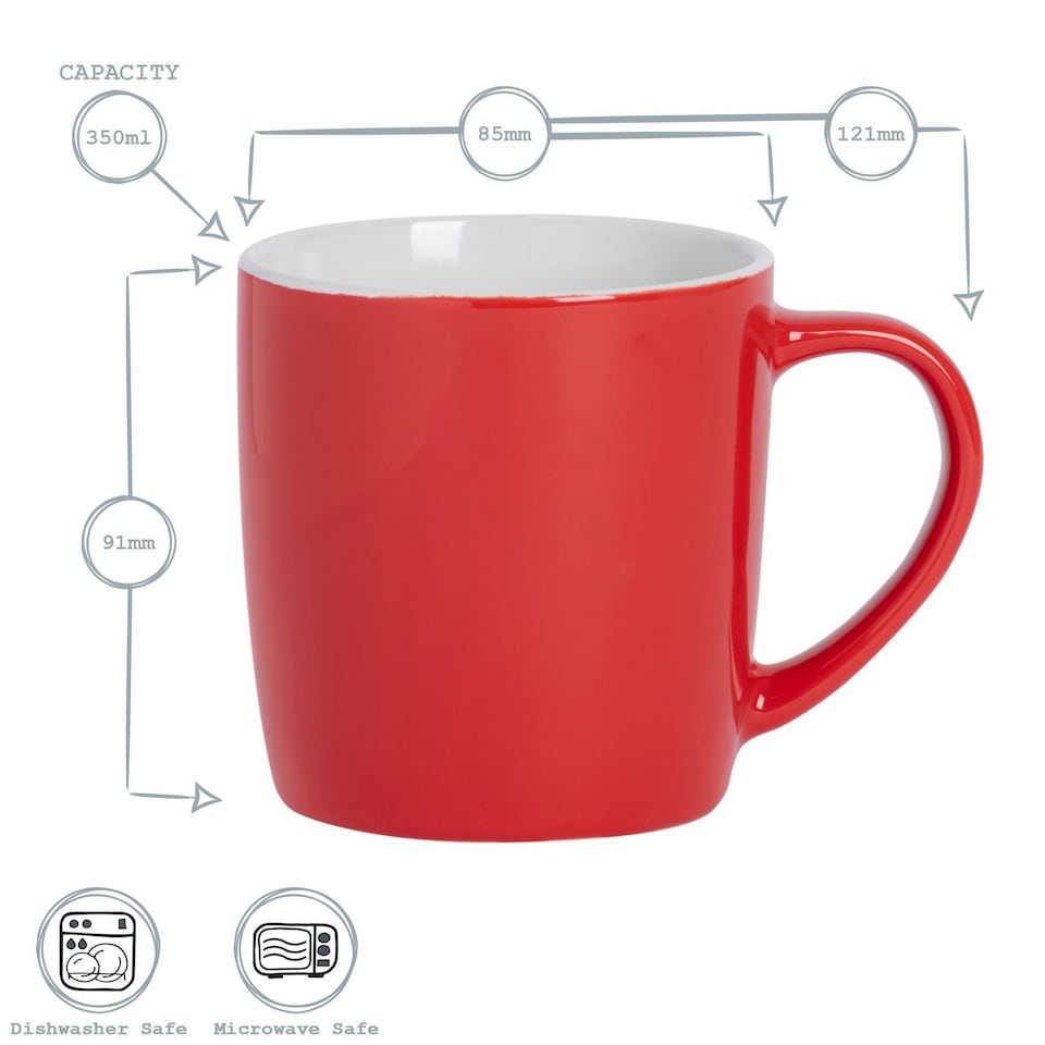 image 1 of Argon Tableware Coloured Coffee Mugs - 350ml - Red - Pack of 6 | Red | Red | 6