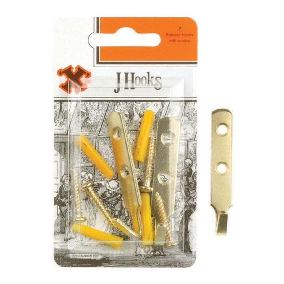 X Brass J Hooks 2pk - One Colour - One Size