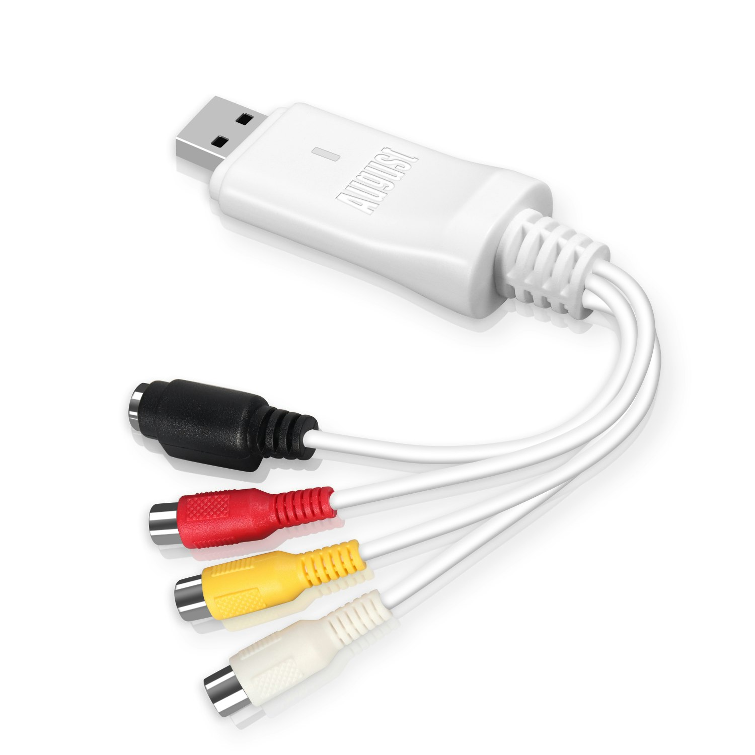 USB Video Capture Card Adapter - Convert VHS Analog Video to Digital - For Windows & Mac PC/Laptop- August VGB300