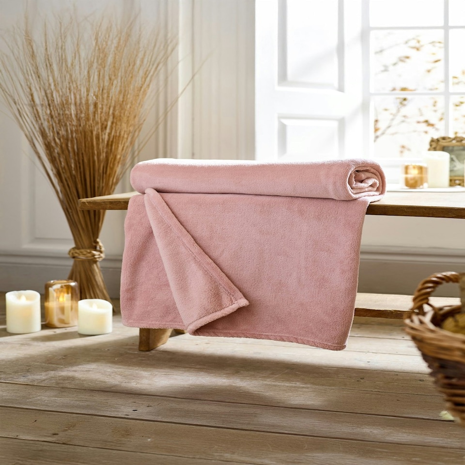 image 1 of Snuggle Touch 140 x 180cm Soft Blanket - Solid Colour Plain Throws | Pink | Pink | 1