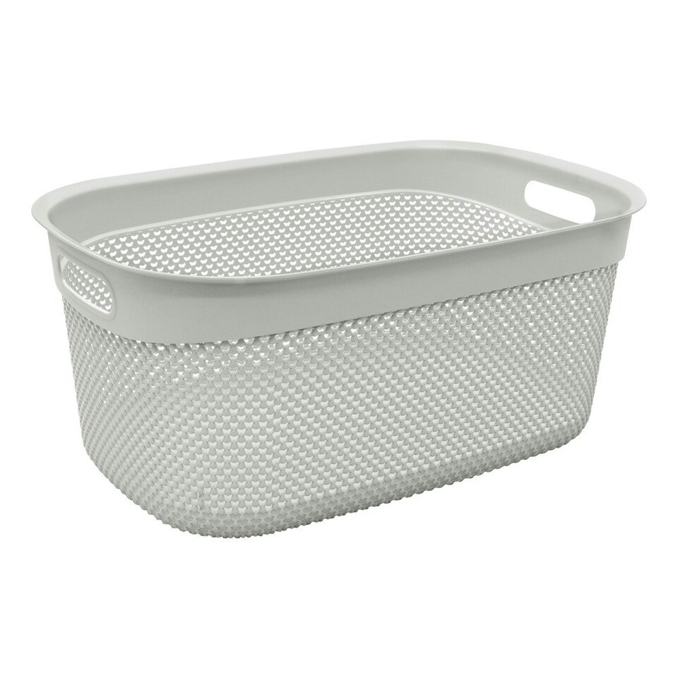 image 1 of JVL Droplette Laundry Plastic Storage Basket, 33L - Ice Grey Grey