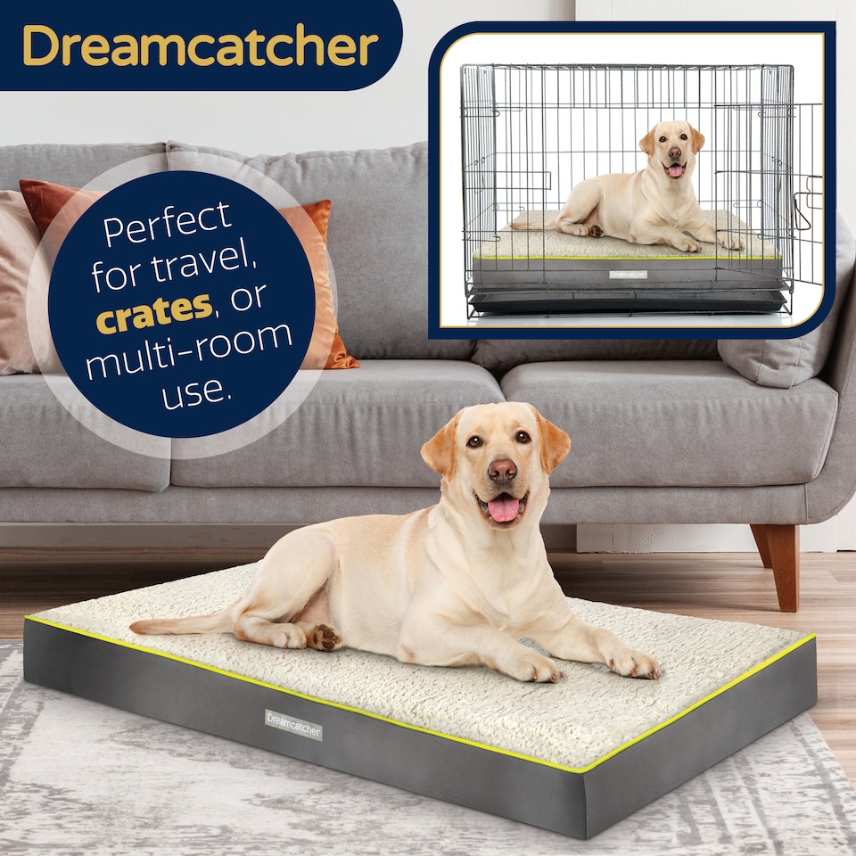 image 1 of Dreamcatcher Grey XL Dog Bed Orthopaedic Extra Large Flat Crate Mattress 104x74x9cm | Grey | Grey | 1