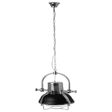 Interiors by Premier Industrial Revolution Black Pendant Light, Retro-Style Matte Black & Chrome Finish Lamp, Industrial Lighting