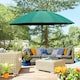 image 2 of Outsunny 2.5m Round Curved Adjustable Parasol Sun Umbrella Metal Pole Green