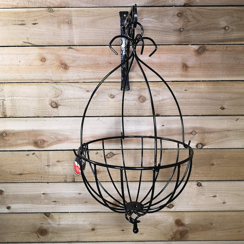 image 1 of Tom Chambers Black Metal Spanish Garden Flower Wall Hanging Basket Large 35cm 14 inch - Without Bracket | Black | Black