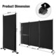 image 2 of COSTWAY 3 Rolling Privacy Screens Freestanding Panel Room Divider on Wheels Black