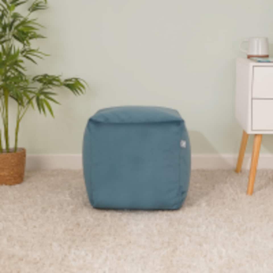 image 1 of rucomfy Velvet Cube Bean Bag Pouffe - Soft Stylish Footstool