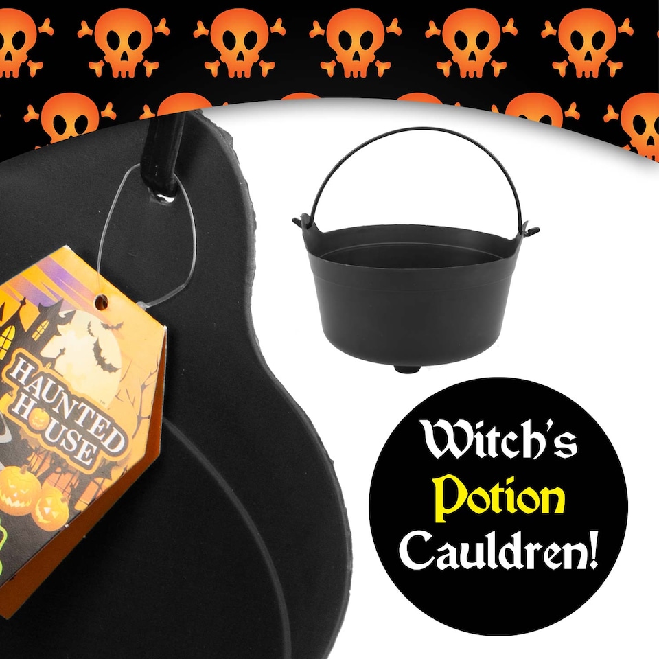 image 1 of VFM e-Store Halloween Cauldron Candy Bucket, Black 23 cm