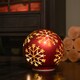 image 5 of 15cm Battery Operated Light up Snowflake Glass Ball in Red with Warm White LEDs