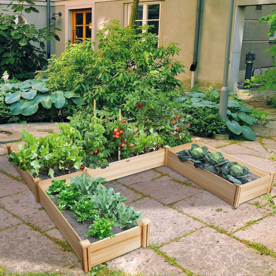 image 1 of COSTWAY Garden Bed Wooden Raised Garden Box Outdoor Planter Container for Herbs Flowers