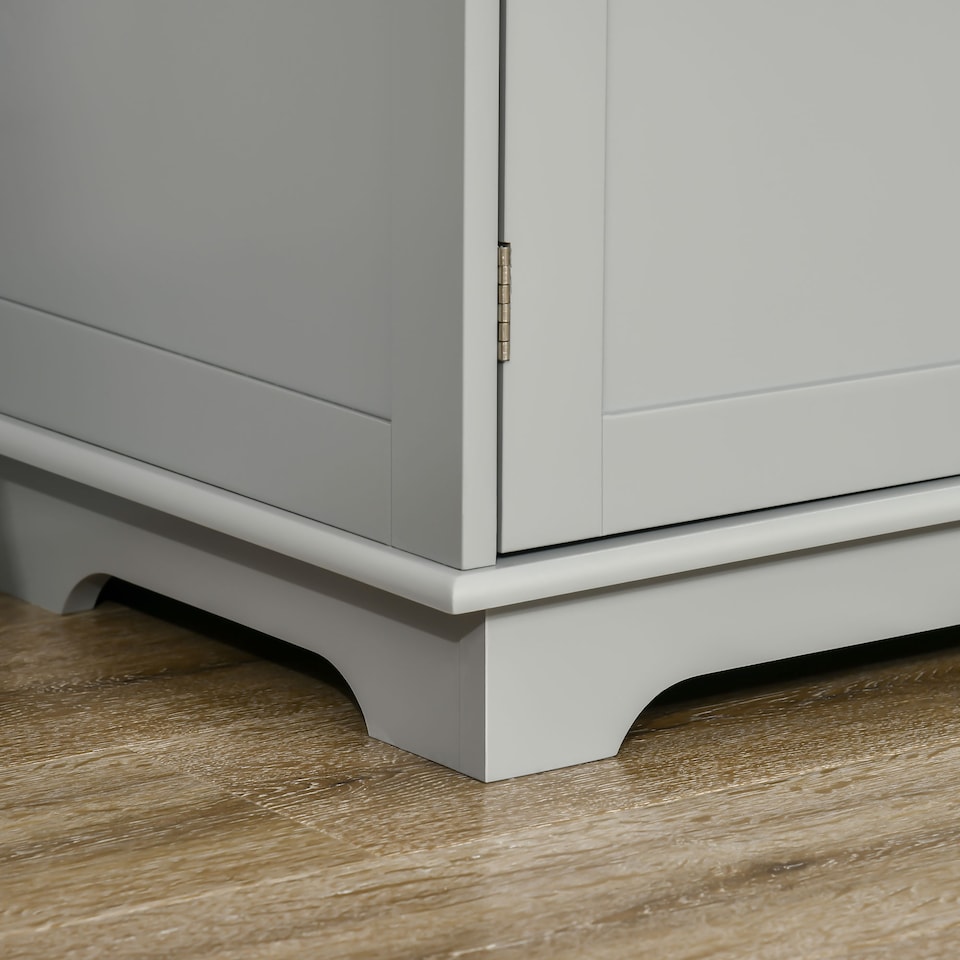 image 1 of HOMCOM Sideboard with Rubber Wood Top, Modern Storage Cabinet, Kitchen Cupboard with 3 Doors, 3 Drawers and 3 Adjustable Shelves for Dining Room, Living Room, Grey | Grey | Grey