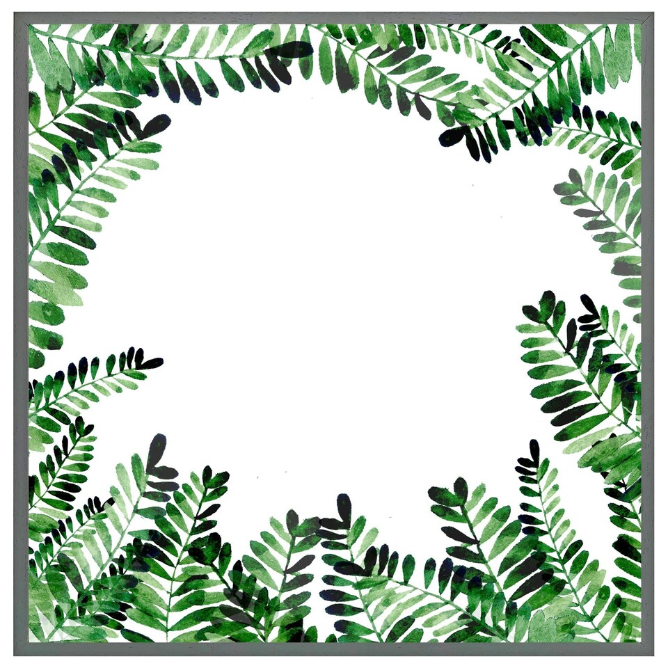image 1 of Green botanical leaves (Picture Frame) Black | XS