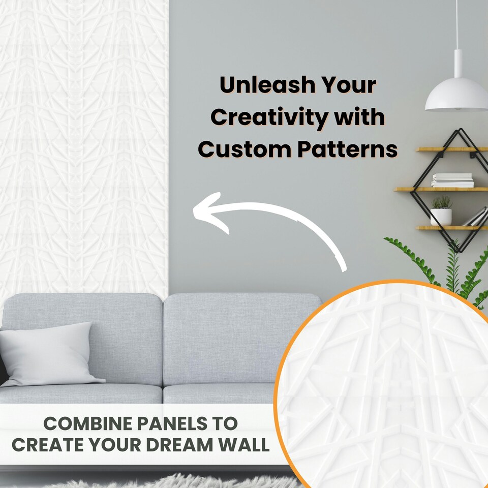 image 1 of NOVECRAFTO Geometric 3D Wall Panels – 6 Sheets Covering 1.5 sqm (16.15 sqft) – Decorative PVC Panels 50x50cm – Modern Geometric Line Design | Grey