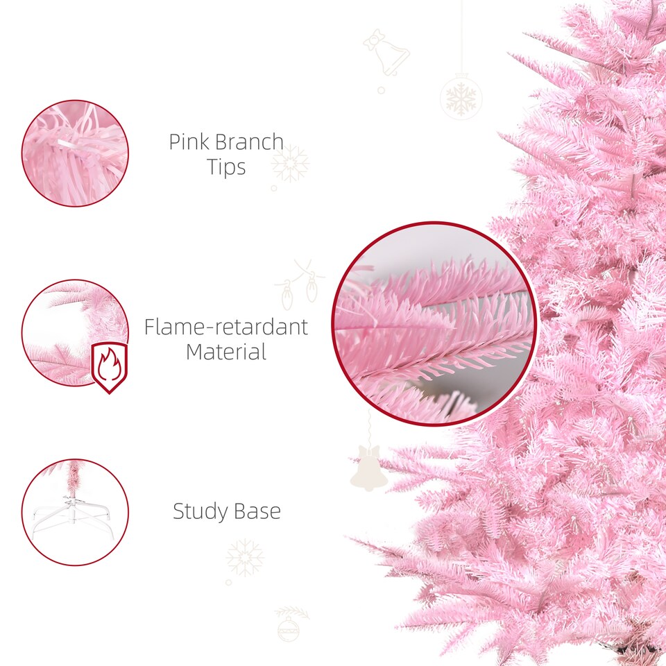 image 1 of HOMCOM 4FT Artificial Christmas Tree Holiday mas Holiday Tree Decoration with Automatic Open for Home Party, Pink