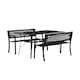 image 9 of Outdoor 4 Person Rectangular Glass Top Garden Dining Table and 2 Benches Set