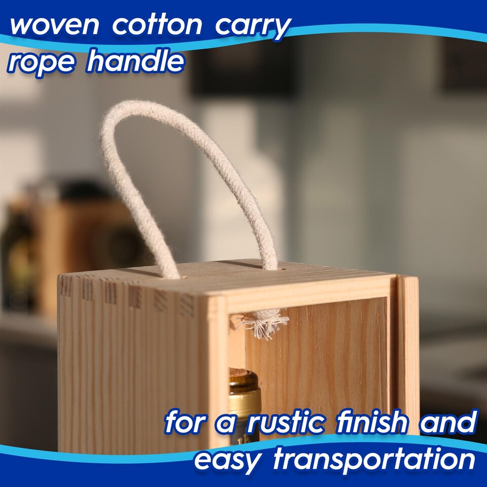 image 1 of Harbour Housewares Wooden Wine Boxes - Single Bottle - Natural - Pack of 2