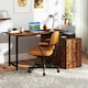 image 2 of COSTWAY L-Shaped Desk Reversible Corner Computer Desk Coffee Brown