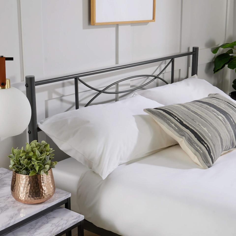 image 1 of Matt Dark Grey Metal Frame 4ft Small Double Bedframe Powder Coated