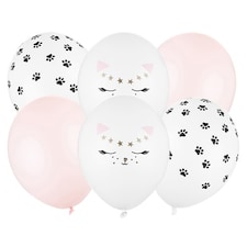 Pastel Pink Cat Latex Balloons 30cm / 12 in - Pack of 6