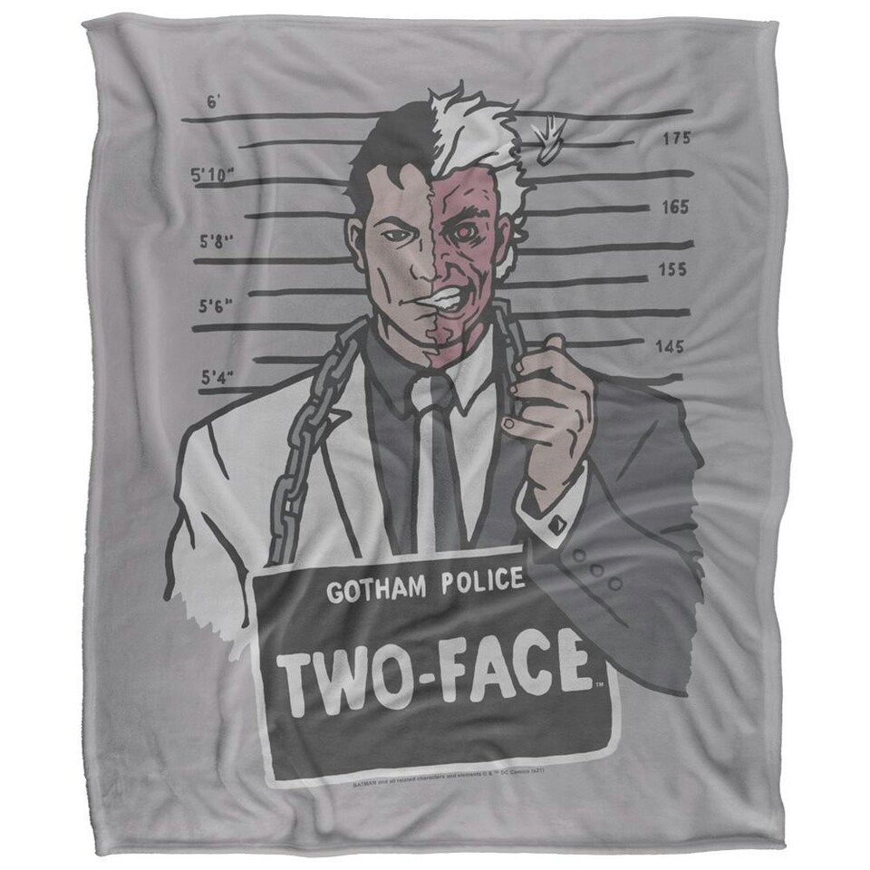 image 1 of Batman Line Up Two Face Blanket - Multicoloured - One Size