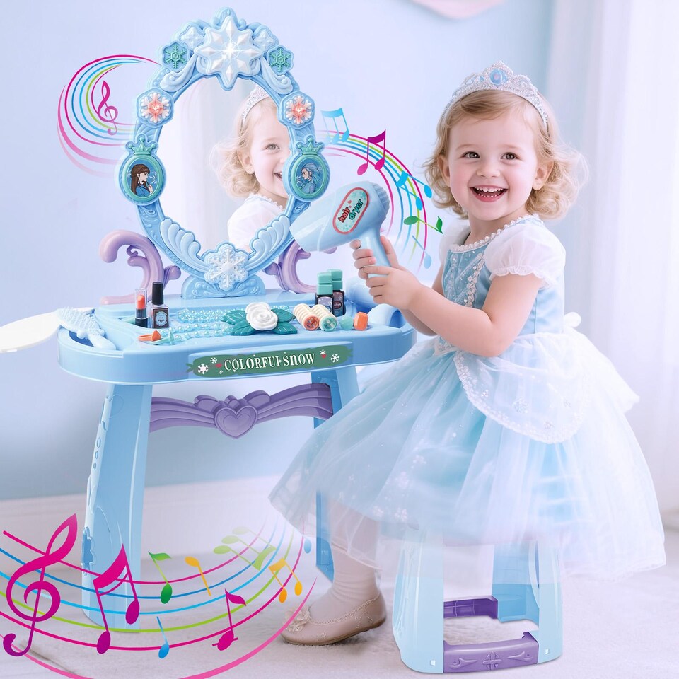 image 1 of Magical Girls Light-Up Makeup Vanity Table Playset