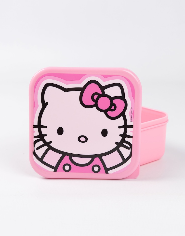 image 1 of Hello Kitty Girls Pink Lunch Bag | Insulated Food Container with Bottle & 3 Snack Pots | Zipper Closure School Lunchbox | Cartoon Character Kids Storage | Hello Kitty Merch