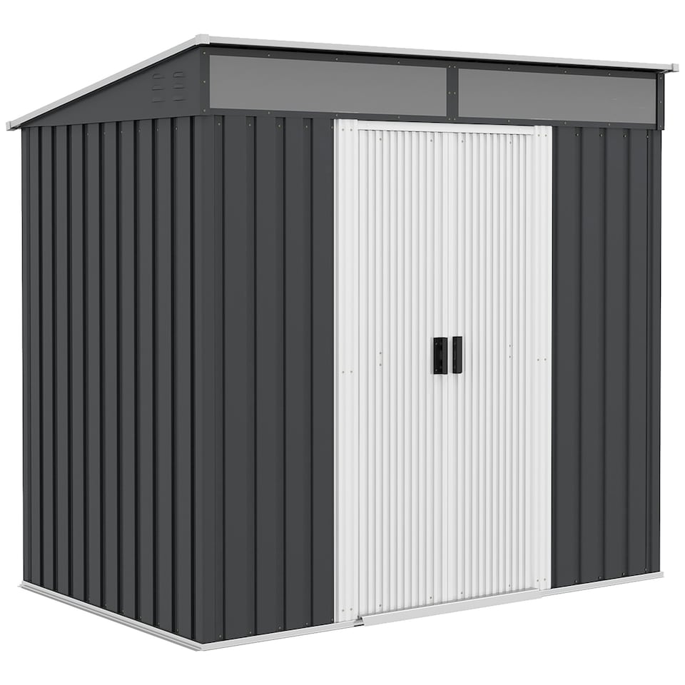 image 1 of Outsunny 6.5x4FT Garden Shed Lockable Metal Tool Shed Grey