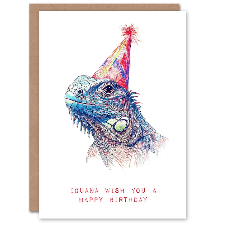 image 1 of Iguana Pun Wish You A Happy Birthday Funny Birthday Card