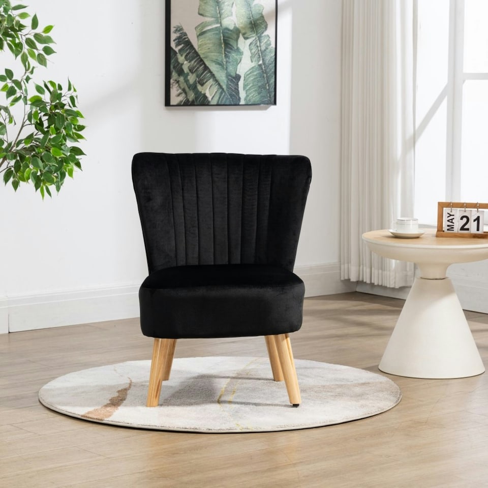 image 1 of Arezza Velvet Accent Chair - Black