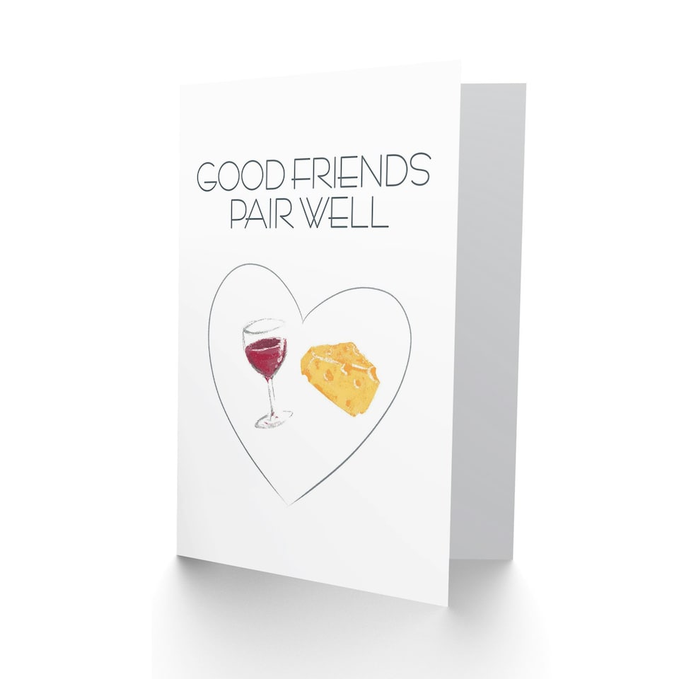 image 1 of Good Pair Cheese Wine Friendship Card