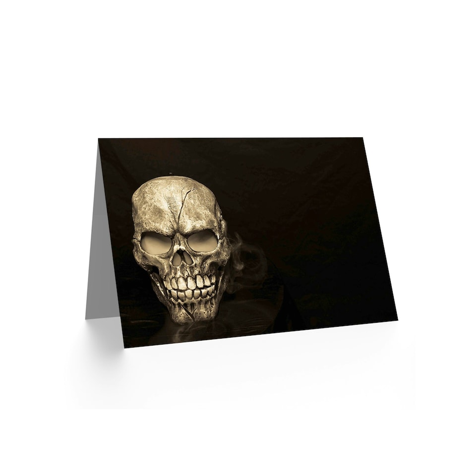 image 1 of Creepy Gothic Smoky Skull Face Weird Art Card