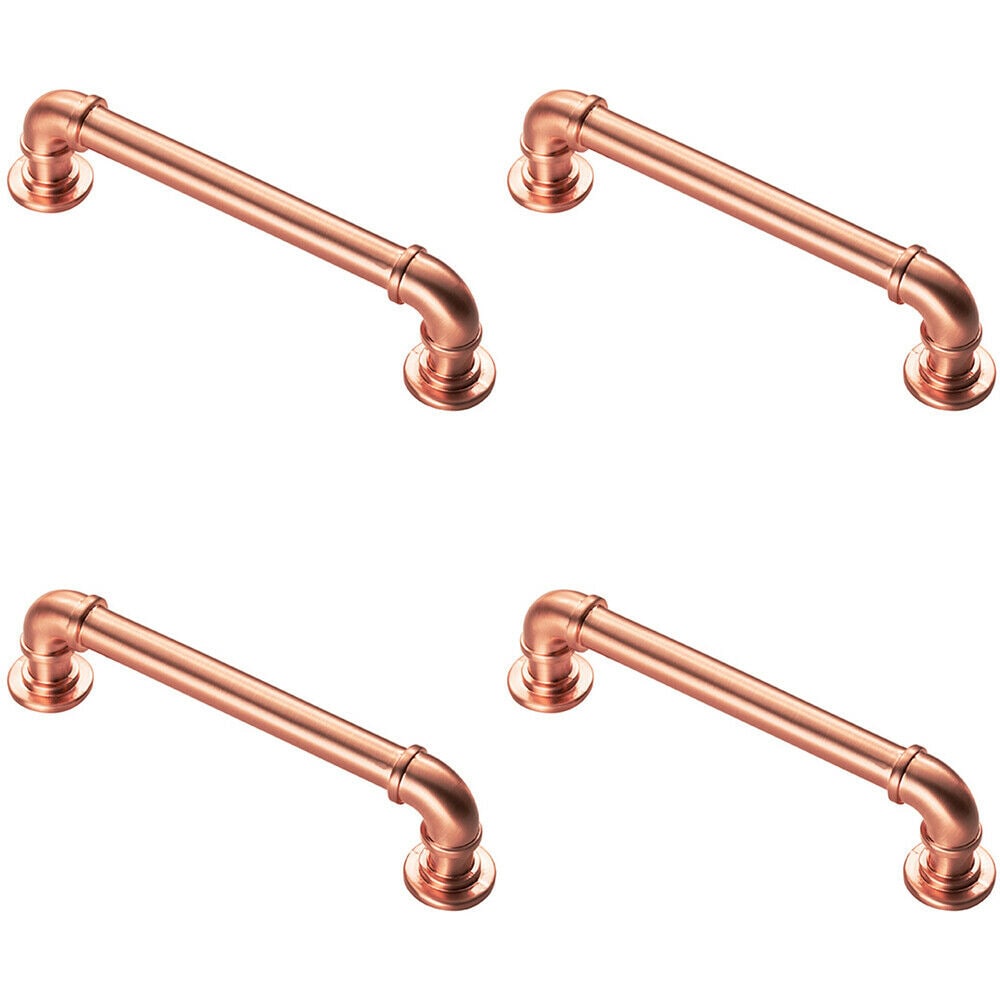 Loops 4x Pipe Design Cabinet Pull Handle 128mm Fixing Centres 12mm Dia Satin Copper