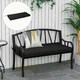 image 2 of Outsunny Garden Bench Cushion 2 Seater Seat Pad Indoor& Outdoor Use Black 