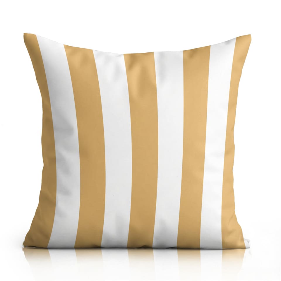 image 1 of Wide Striped Large Outdoor Water-repellant Cushion Yellow